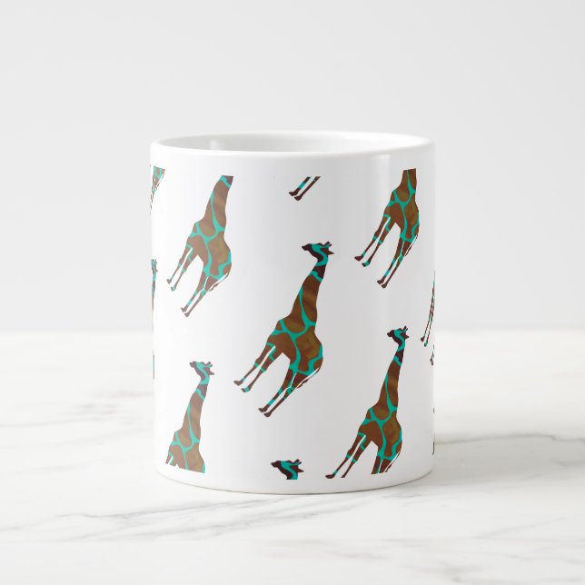 Taza De Café Gigante Giraffe Brown y la impresión Verde azulada (Frente)