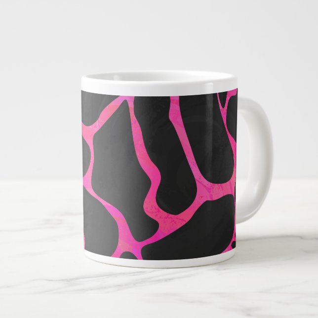 Taza De Café Gigante Giraffe Impresión rosa y negra caliente (Derecha)