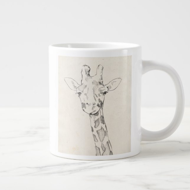Taza De Café Gigante Giraffe Portrait | Esbozo (Derecha)
