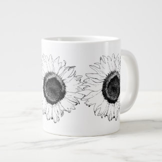Taza De Café Gigante Girasol blanco y negro