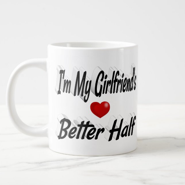 Taza De Café Gigante Girlfriend cita texto negro (Izquierda)
