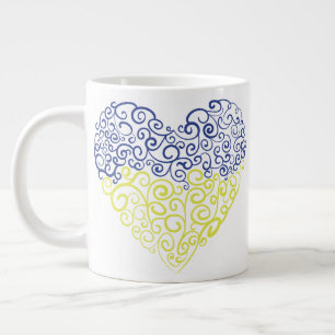 Taza De Café Gigante Giro espiral mehandi corazón Colores de la bandera