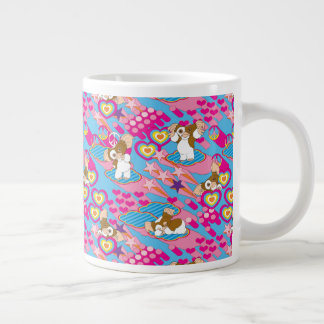 Taza De Café Gigante Gizmo | Patrón rosa de paz y amor