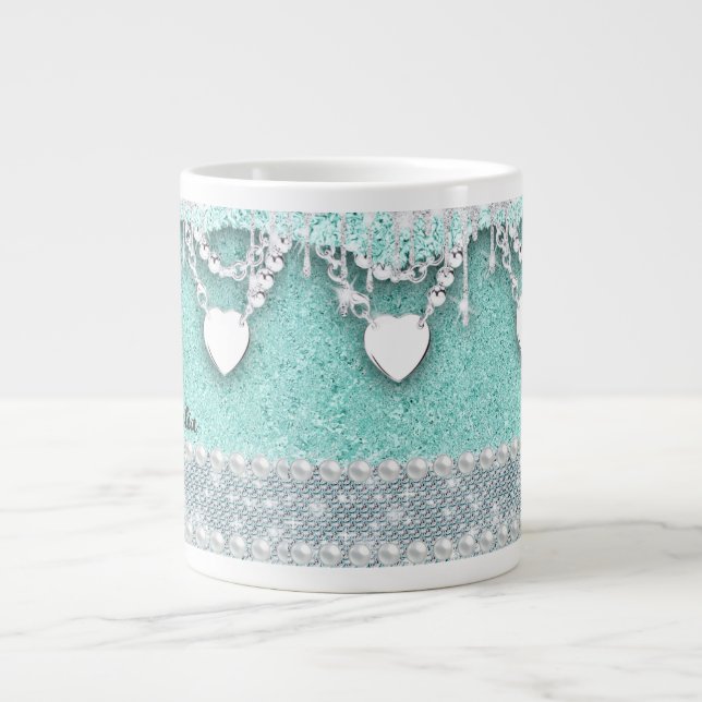 Taza De Café Gigante Glam Sparkle Grunge (Frente)