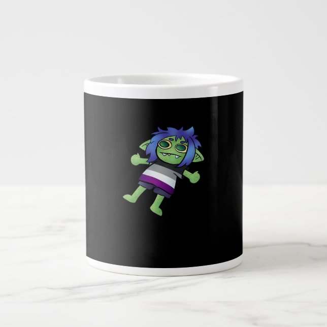 Taza De Café Gigante Goblincore Asexual Pride Goblin Classic (Frente)