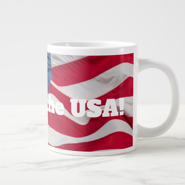 Taza De Café Gigante God Bless the USA Coffee Mug w/waving flag (Derecha)