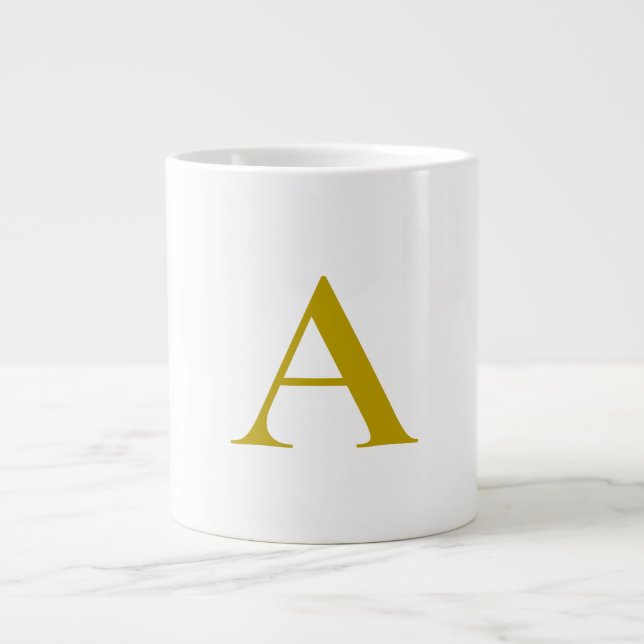 Taza De Café Gigante Gold Color Custom Monogram Initial Letter Plain (Frente)