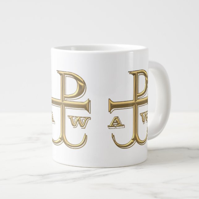Taza De Café Gigante Golden "3-D" Chi-Rho con ancla (Derecha)