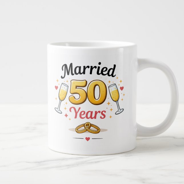 Taza De Café Gigante Golden Wedding Anniversary Coffee Mug Gift (Derecha)
