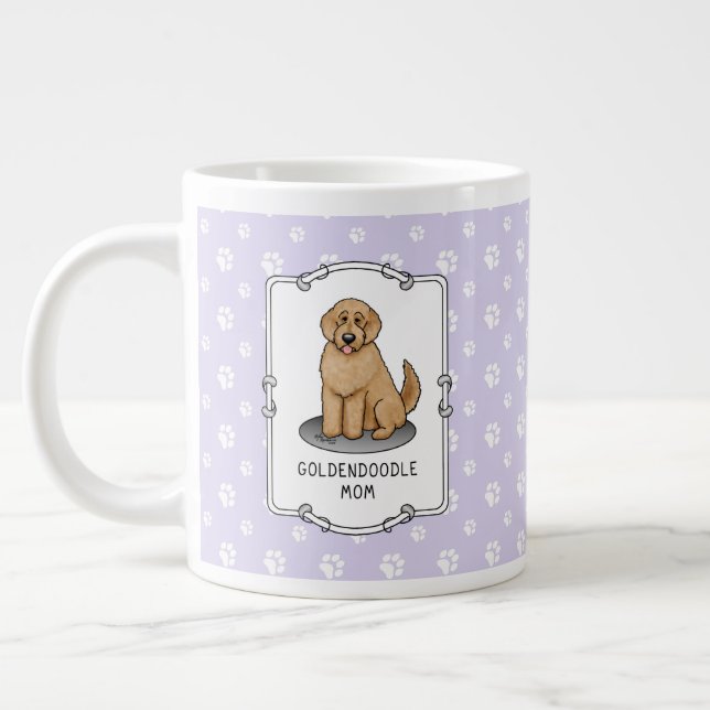 Taza De Café Gigante Goldendoodle Mom Doodle Mom (rojo dorado) (Izquierda)