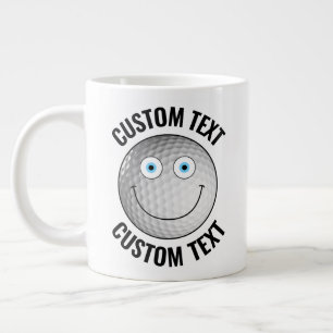 Taza De Café Gigante Golf Ball Personalizado Happy Face y Texto persona