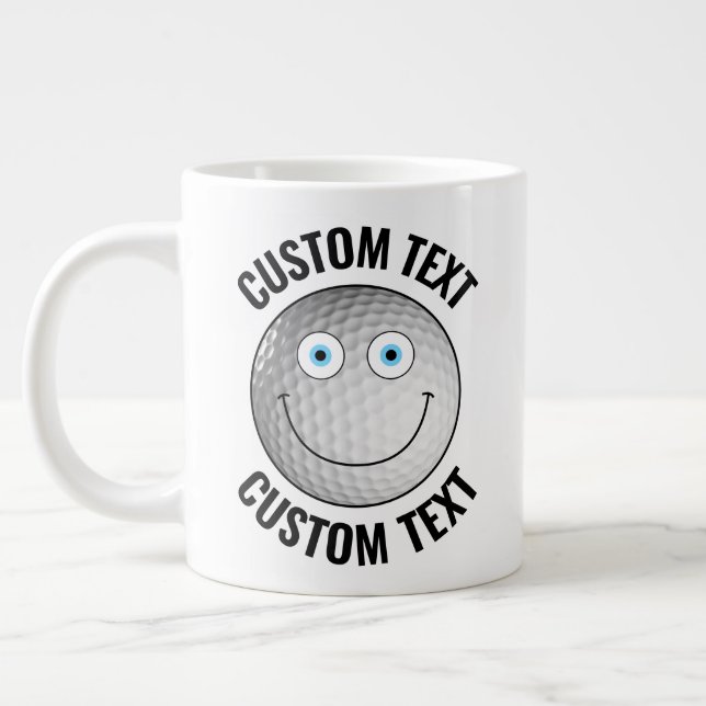 Taza De Café Gigante Golf Ball Personalizado Happy Face y Texto persona (Izquierda)