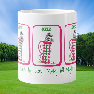 Taza De Café Gigante Golf Todo el Día, Mahj Toda la Noche Mahjong Perso