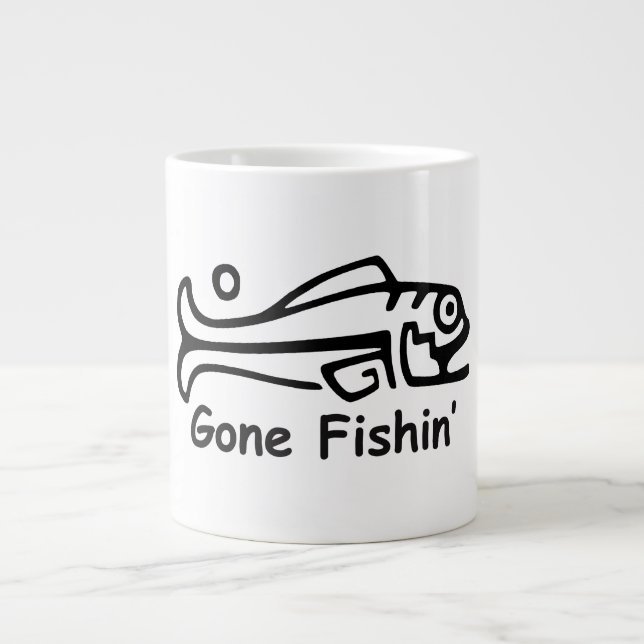 Taza De Café Gigante Gone Fishin' (Frente)