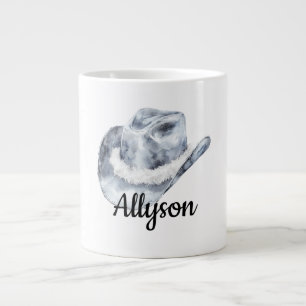 Taza De Café Gigante Gorra de lechuza de plata blanca