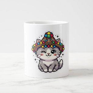 Taza De Café Gigante Gorro tejido de gato Kawaii marroquí Amazigh con P