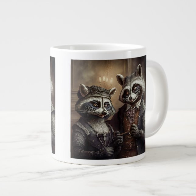 Taza De Café Gigante Gótico Raccoons Jumbo Mug (Derecha)