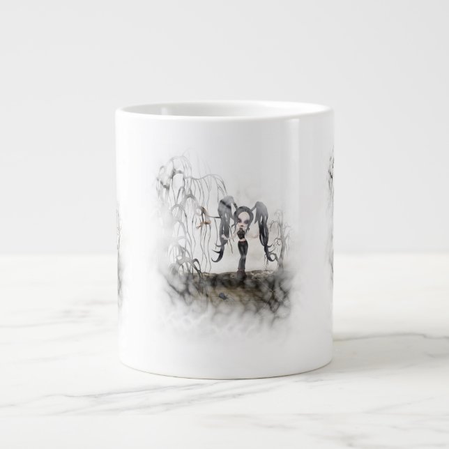 Taza De Café Gigante Gótico Sepia Chica Vignette (Frente)