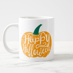 Taza De Café Gigante Grabación feliz de Halloween con calabaza tallada
