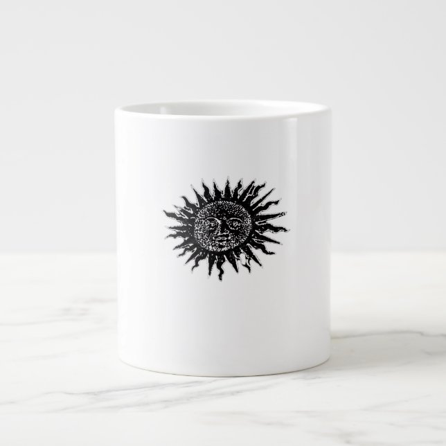 Taza De Café Gigante Grabado solar medieval - Estética de Whimsigoth -  (Frente)