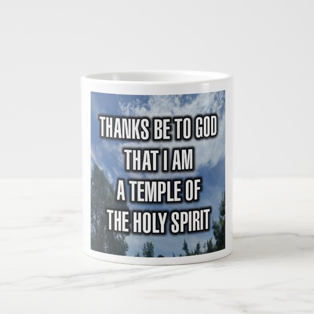 Taza De Café Gigante Gracias A Dios Que Soy Un Templo De La... Jarra (Frente)