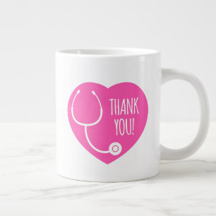 Taza De Café Gigante Gracias  Estetioscopio cardíaco rosado