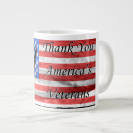 Taza De Café Gigante Gracias los veteranos de América con la bandera y