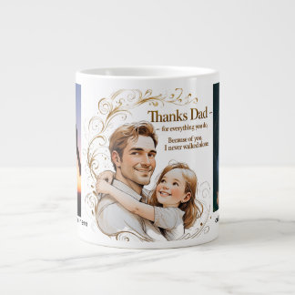 Taza De Café Gigante Gracias papá - Dorar Swirls y Amar | Jumbo padre