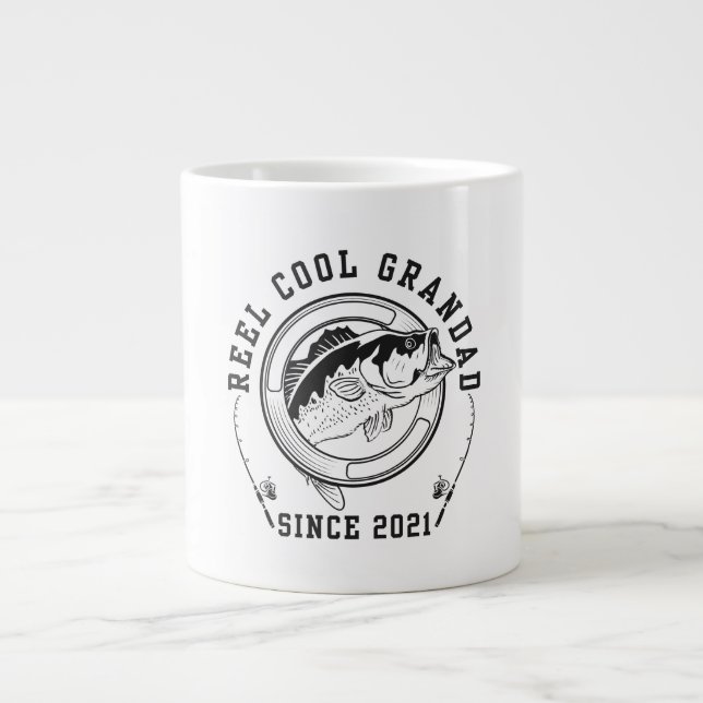 Taza De Café Gigante Graciosa Cita De Pesca Reel Guay Grandad Desde 202 (Frente)