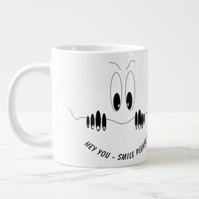 Taza De Café Gigante Graciosa curiosidad Ojos Café Mug Sonrisa (Izquierda)