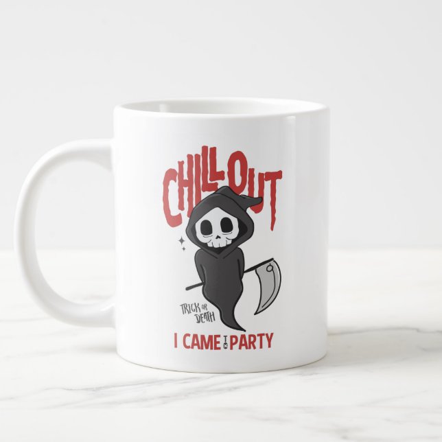 Taza De Café Gigante Graciosa fiesta de Halloween de GrimReaper, un sar (Izquierda)