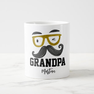 Taza De Café Gigante Graciosas clases amarillas y Personalizado bigote 