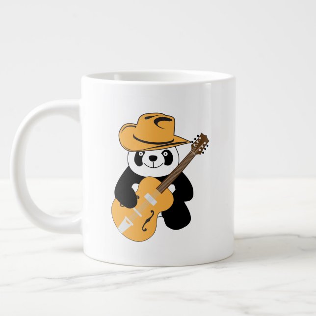 Taza De Café Gigante Gracioso panda con guitarra (Izquierda)