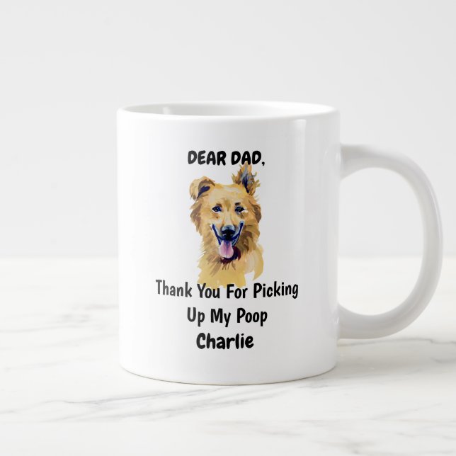 Taza De Café Gigante Gracioso Pastor Vasco Papá Acuarela Arte Canino (Derecha)