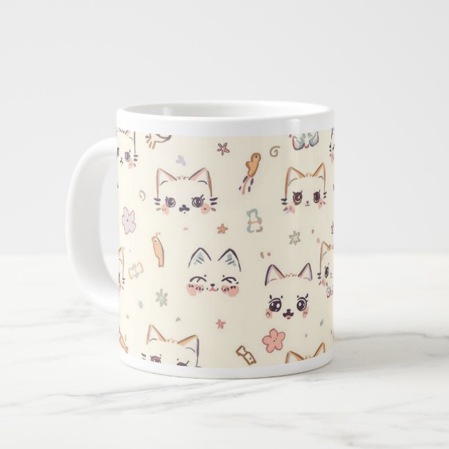 Taza De Café Gigante Gracioso patrón de Personalizado Cat Meow (Izquierda)