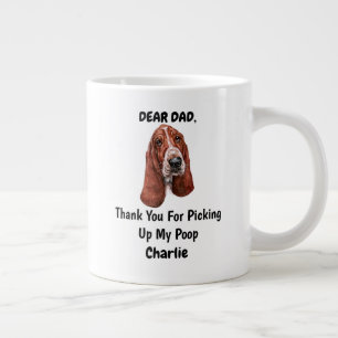 Taza De Café Gigante Gracioso perro basset papá acuarela arte canino
