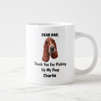 Taza De Café Gigante Gracioso perro basset papá acuarela arte canino