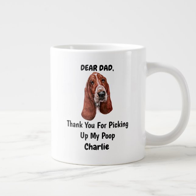 Taza De Café Gigante Gracioso perro basset papá acuarela arte canino (Derecha)