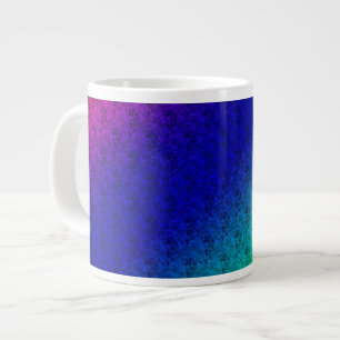 Taza De Café Gigante Gradiente de arco iris verde azul floral Mezcla di
