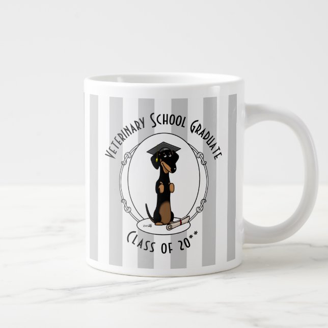 Taza De Café Gigante Graduación Dachshund (negro y marrón) - Perro lind (Derecha)