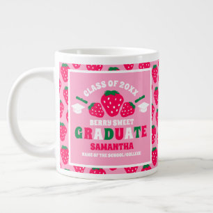 Taza De Café Gigante Graduación de fresa rosa