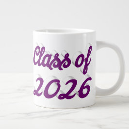 Taza De Café Gigante graduación de la promoción de 2026 en letra morada