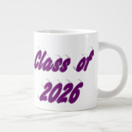 Taza De Café Gigante Graduación de tipografía morada de la promoción de