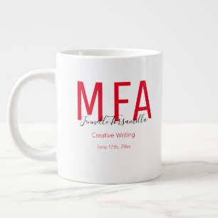 Taza De Café Gigante Graduado Red Black Date Name Graduado MFA Gigante 