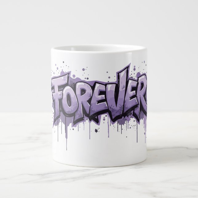 Taza De Café Gigante Graffiti Lavender Infinity "FOREVER" (Frente)