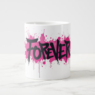 Taza De Café Gigante Graffiti Rosa caliente "PARA SIEMPRE"