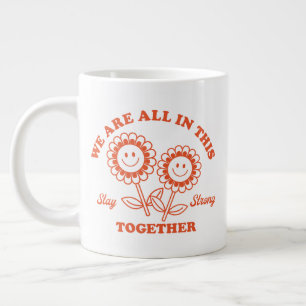 Taza De Café Gigante Gráfica de flor retro feliz