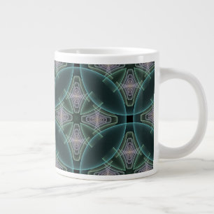 Taza De Café Gigante Gráfico de arte fractal geométrico Verde azulado m