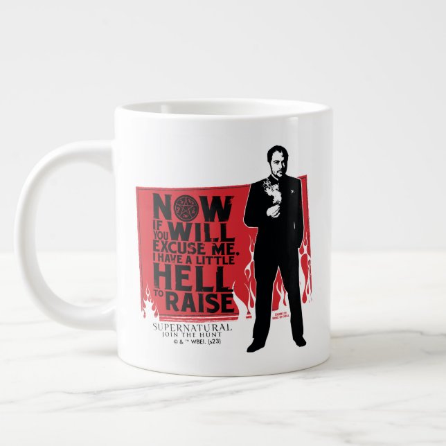 Taza De Café Gigante Gráfico de citas de Crowley supernatural (Izquierda)
