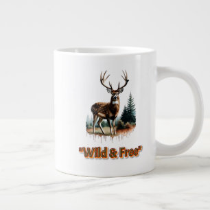 Taza De Café Gigante Gráfico de la naturaleza de los ciervos salvajes y